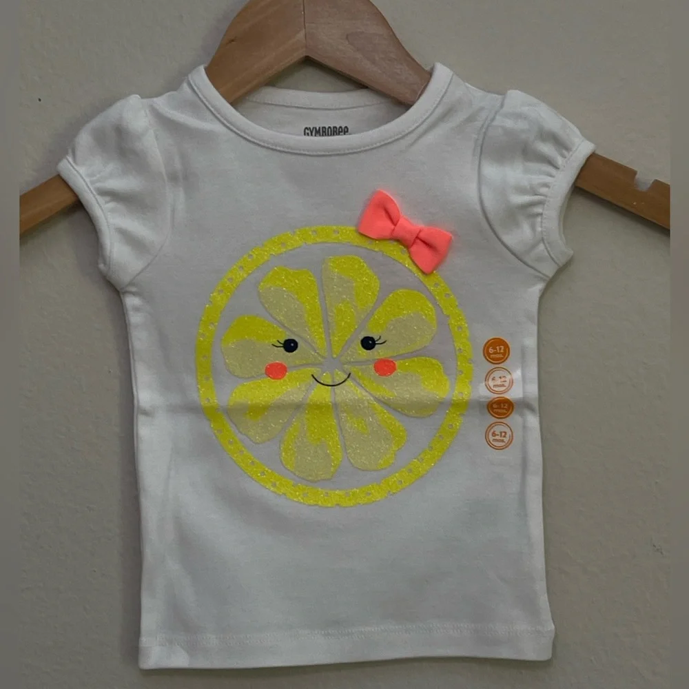 Gymboree Baby Girl White Tee with Yellow Lemon Graphic size 6-12 Months